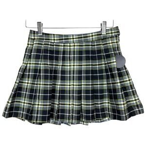 Forever‎ 21 Kids Skirt 13/14 Black Yellow Plaid Pleated Clueless Mini Schoolgirl